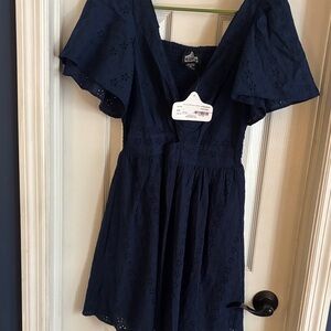 Navy Blue Eyelet Dress